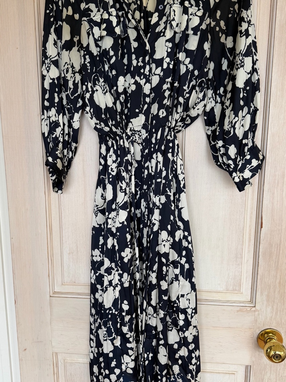 Joie Navy and Ivory Floral Long Sleeve Maxi Dress